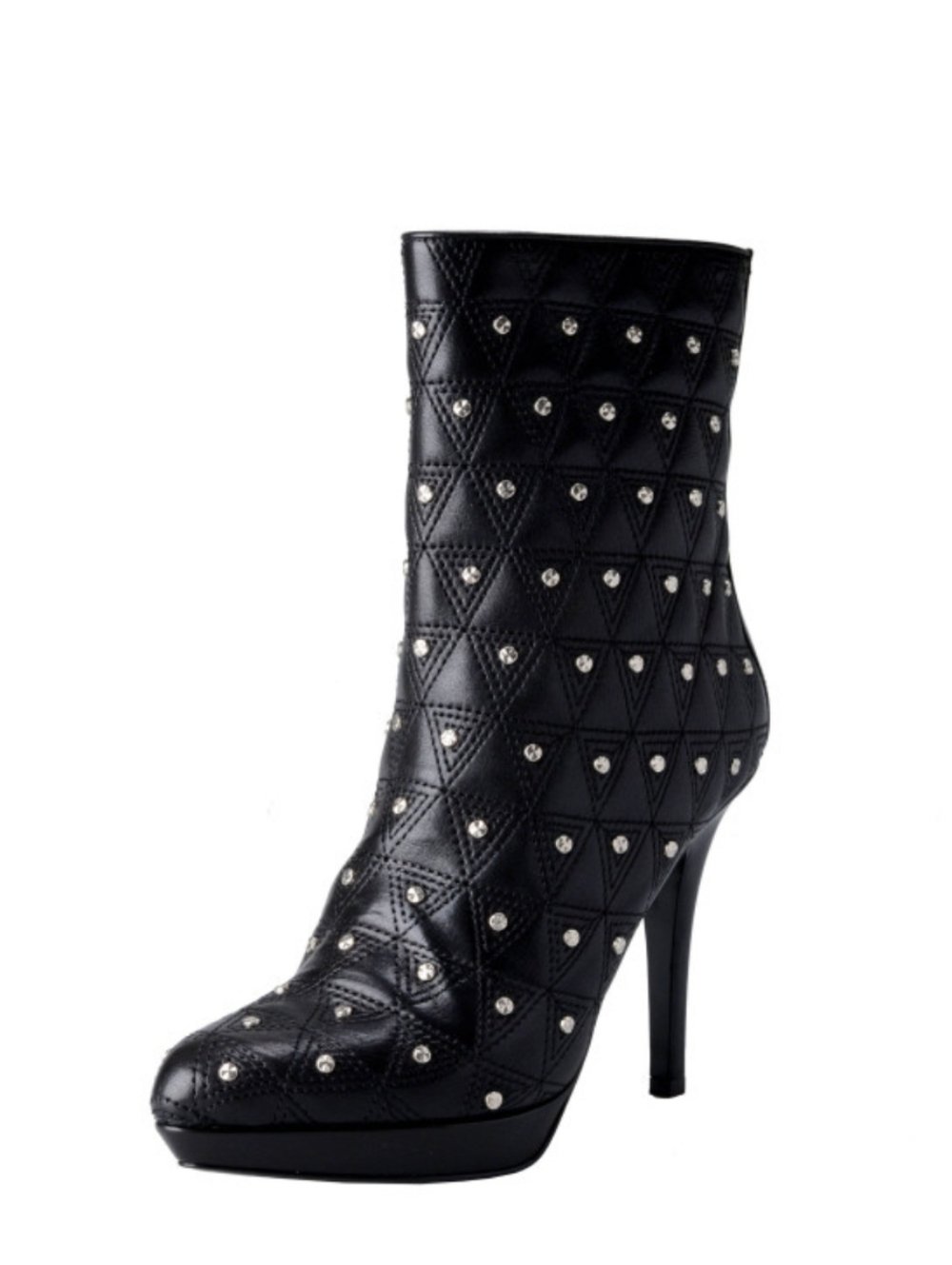 Versace Women's Leather Black Embellished High Heels Ankle Boots Shoes - Picture 2 of 13